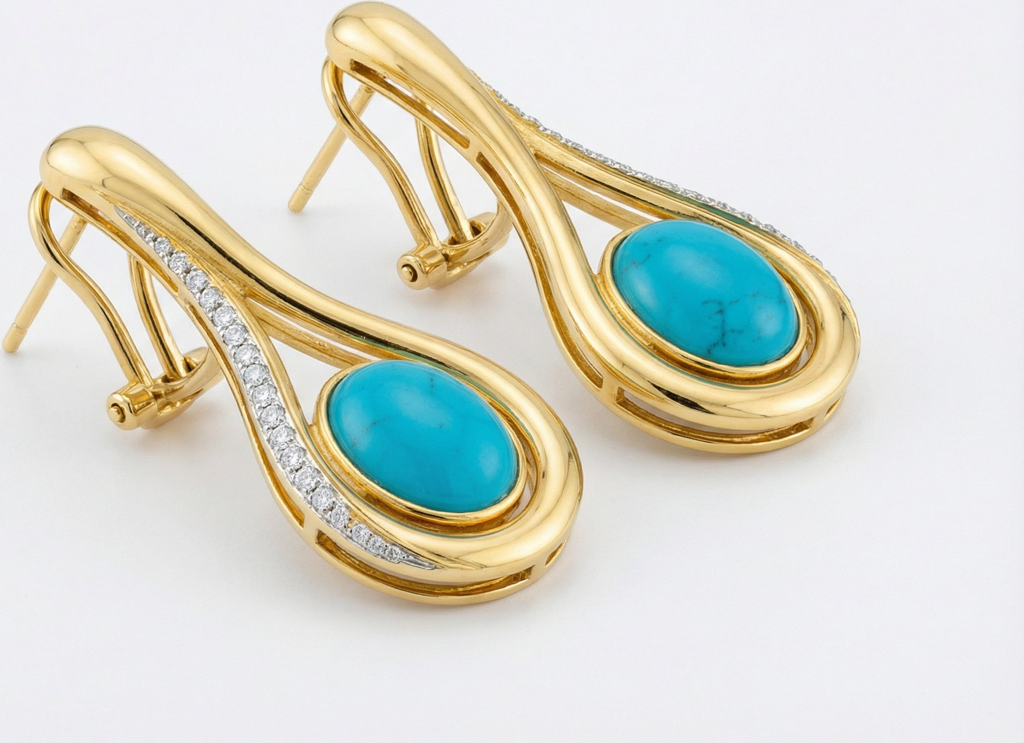 Firouzeh Turquoise Drop Earrings, 45-degree angle view