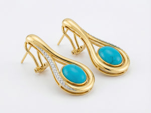 Firouzeh Turquoise Drop Earrings, 45-degree angle view