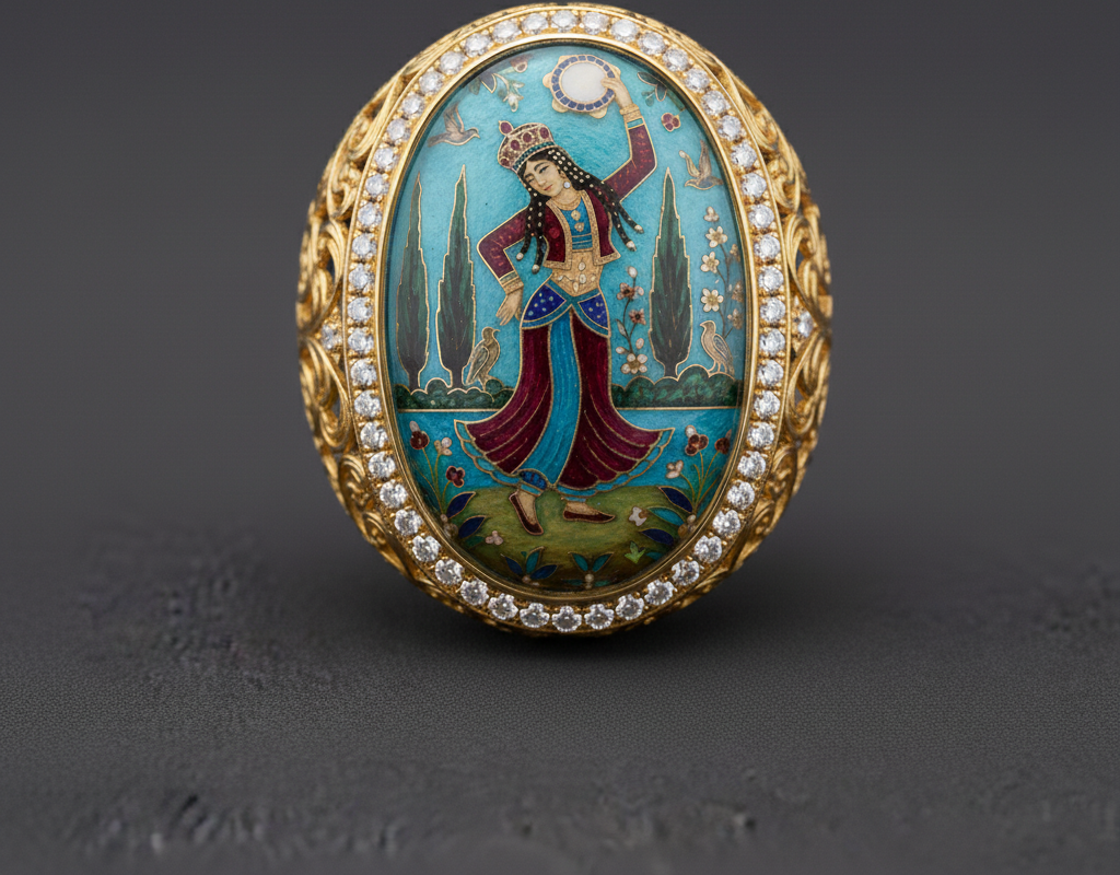 Persian Miniature Cocktail Ring - Top Down View