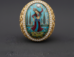 Persian Miniature Cocktail Ring - Top Down View