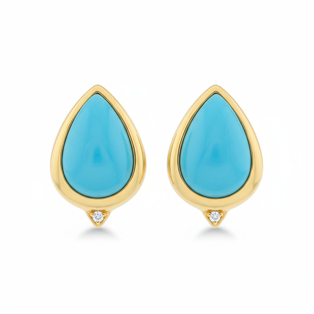Firouzeh Turquoise Stud Earrings hero shot, detailed front view