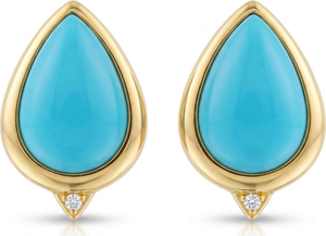 Firouzeh Turquoise Stud Earrings on white background, catalogue view