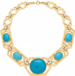 Firouzeh Turquoise Collar Necklace hero shot, detailed front view