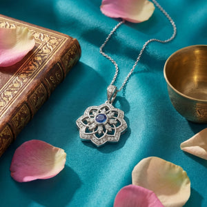 Gol-e Shab pendant lifestyle view, night flower jewellery in white gold