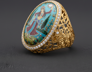 Persian Miniature Cocktail Ring - Three Quarter Angle