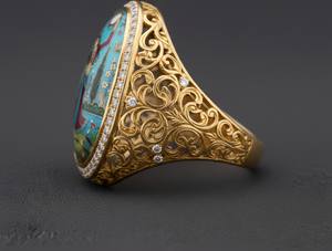 Persian Miniature Cocktail Ring - Side Profile Filigree Detail