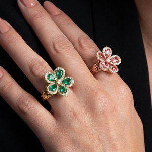 Persian Flower Rings Ruby and Sapphire - Golestan Collection on hand