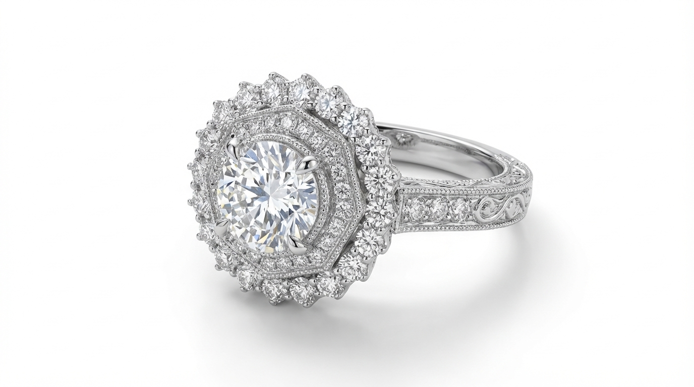 Hero Slide 3 - Art Deco Halo Ring