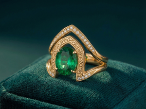 Roya engagement ring - Angled view showing ring profile and setting detail