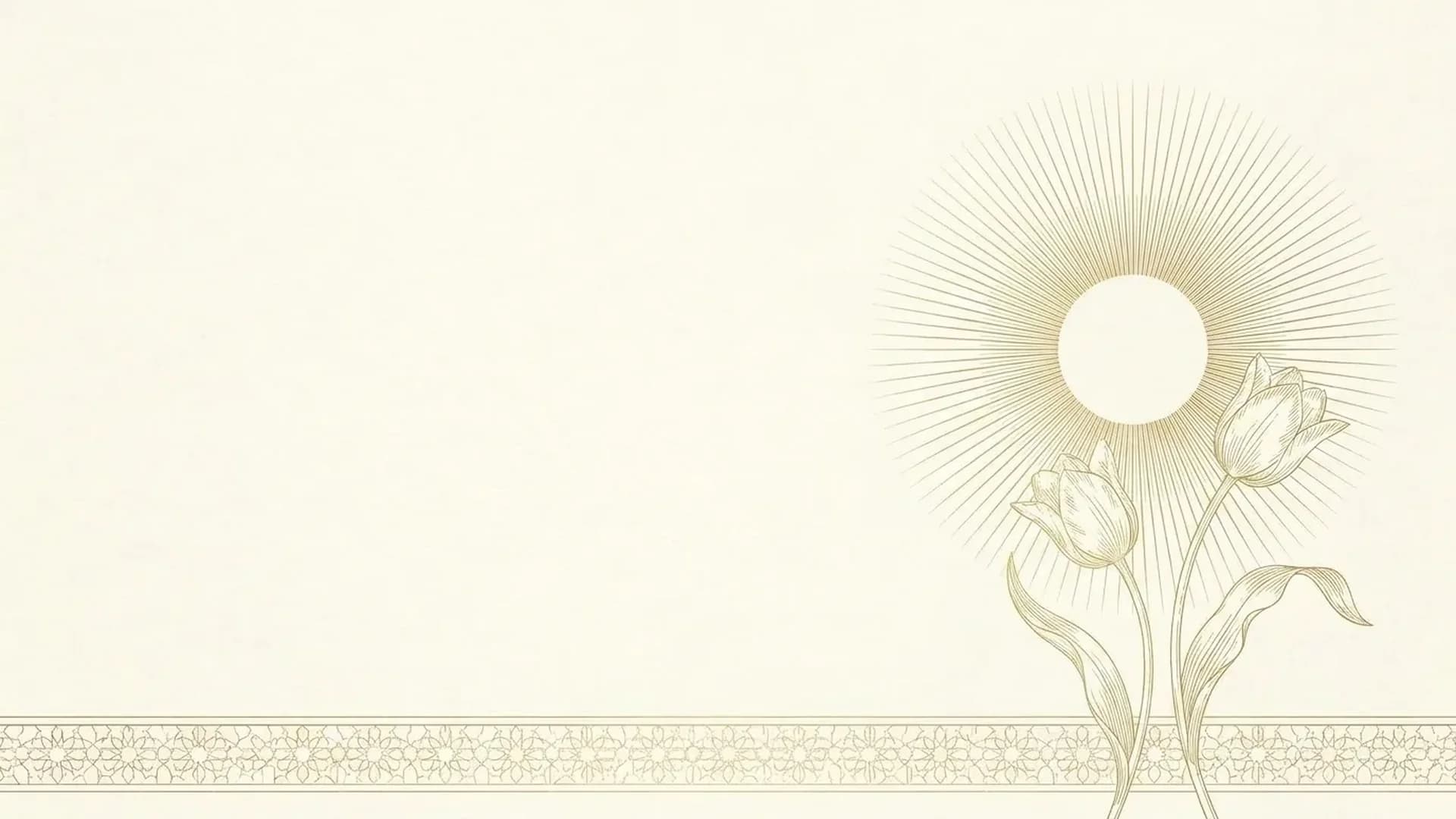 Painted Persian garden study in warm gold and rose