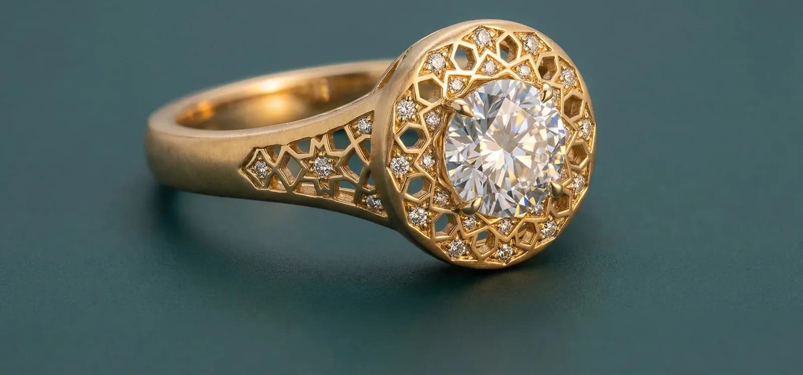 Azar Engagement Ring | Diamond Girih Lattice Halo
