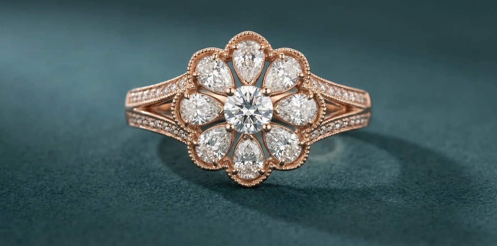 Niloufar Engagement Ring | Round Diamond Water-Lily Halo