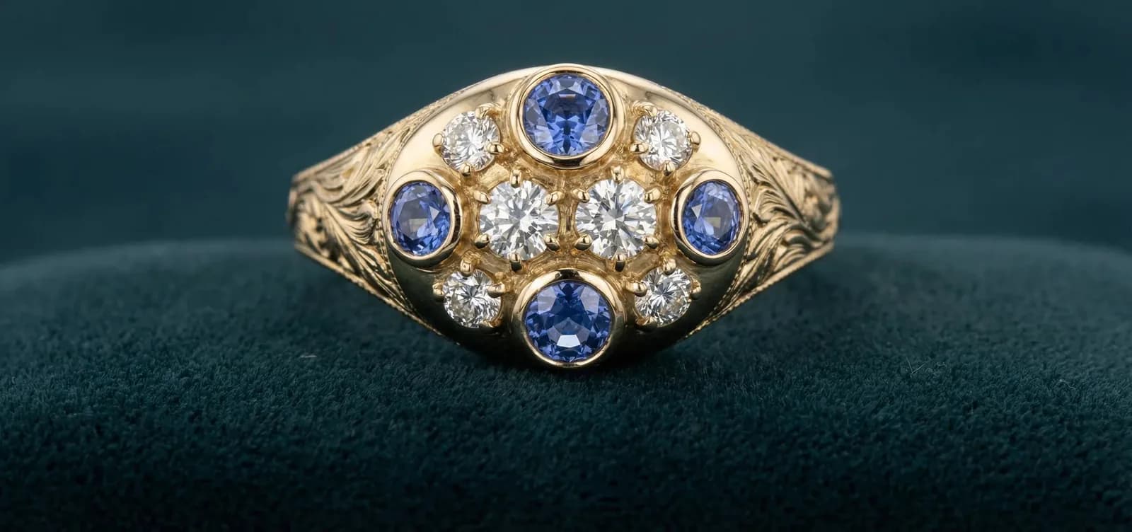 Parveen Engagement Ring | Diamond and Sapphire Star Cluster