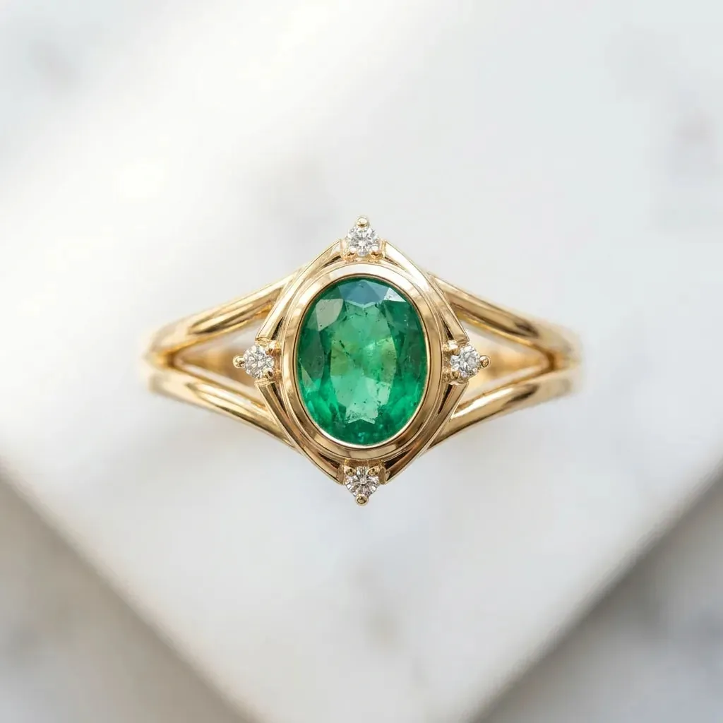 Golestan Chahar Bagh Engagement Ring | Emerald Solitaire