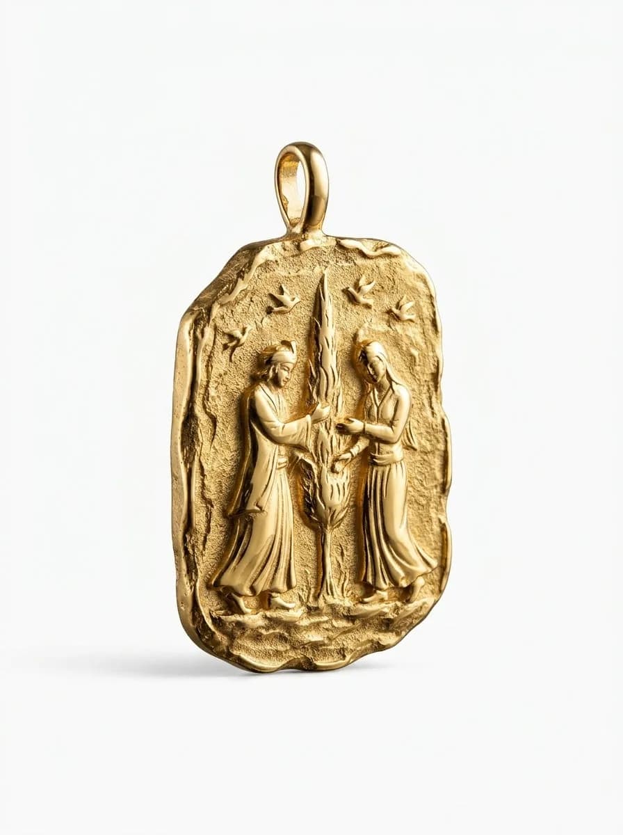 Story Canvas Pendant - 24ct Pure Gold, Persian Garden
