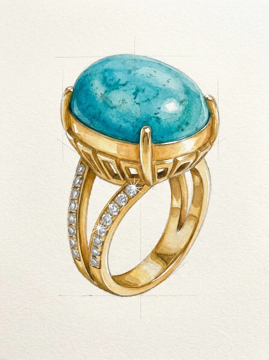 Atelier rendering of the Firouzeh Turquoise Statement Ring