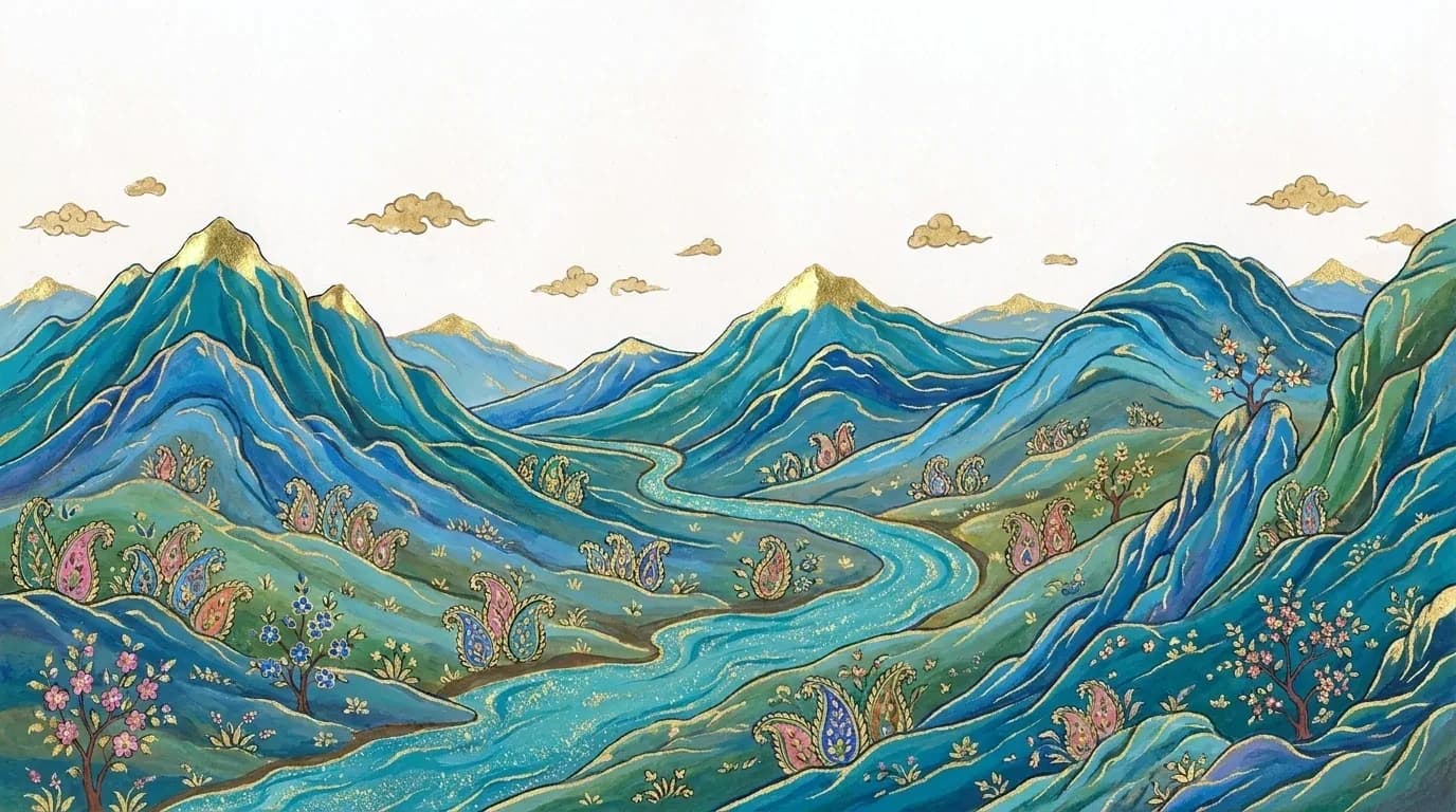 The Firouzeh world, painted in the atelier