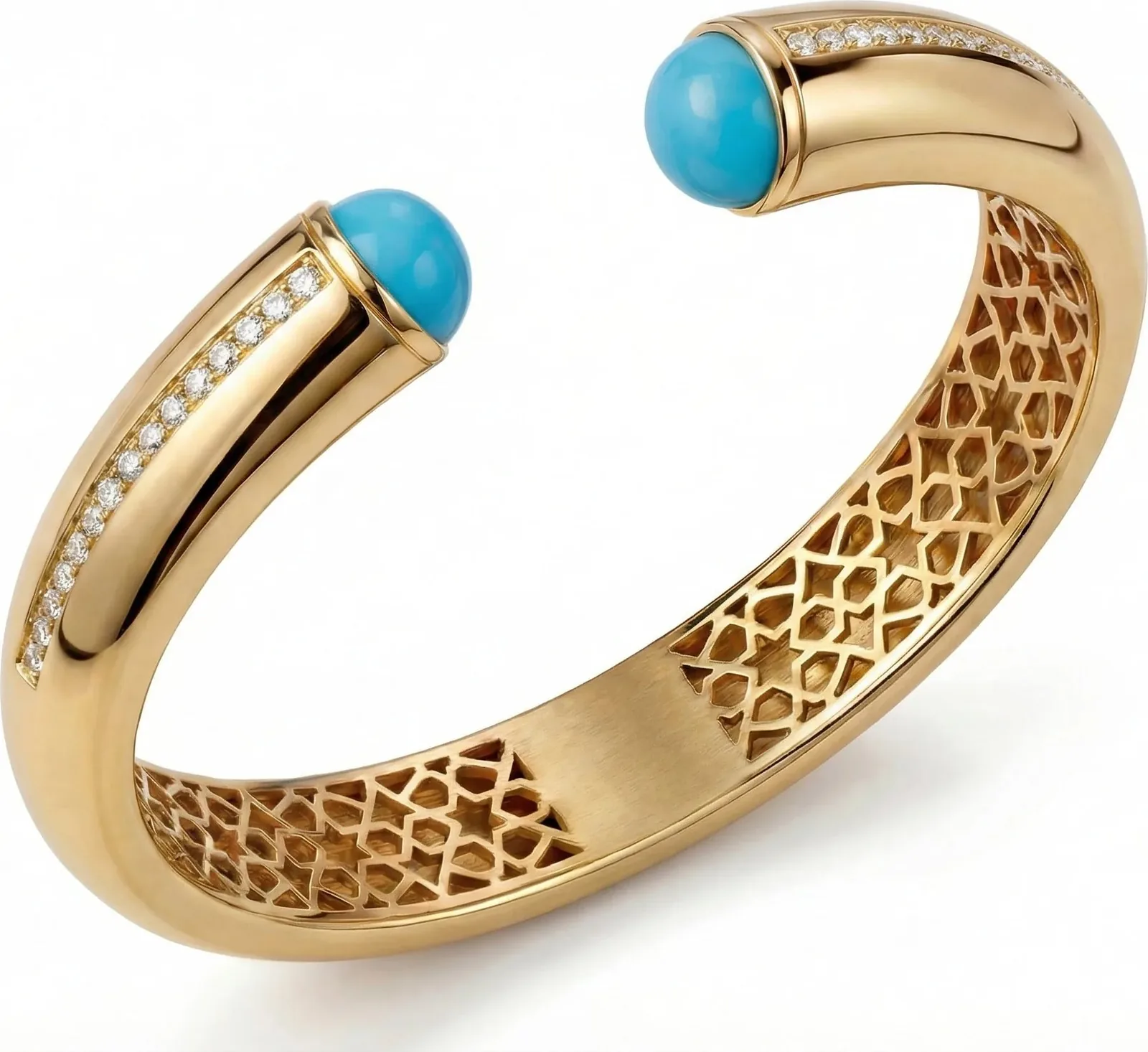 Firouzeh Turquoise Cuff Bracelet | Persian Turquoise & 18ct Gold