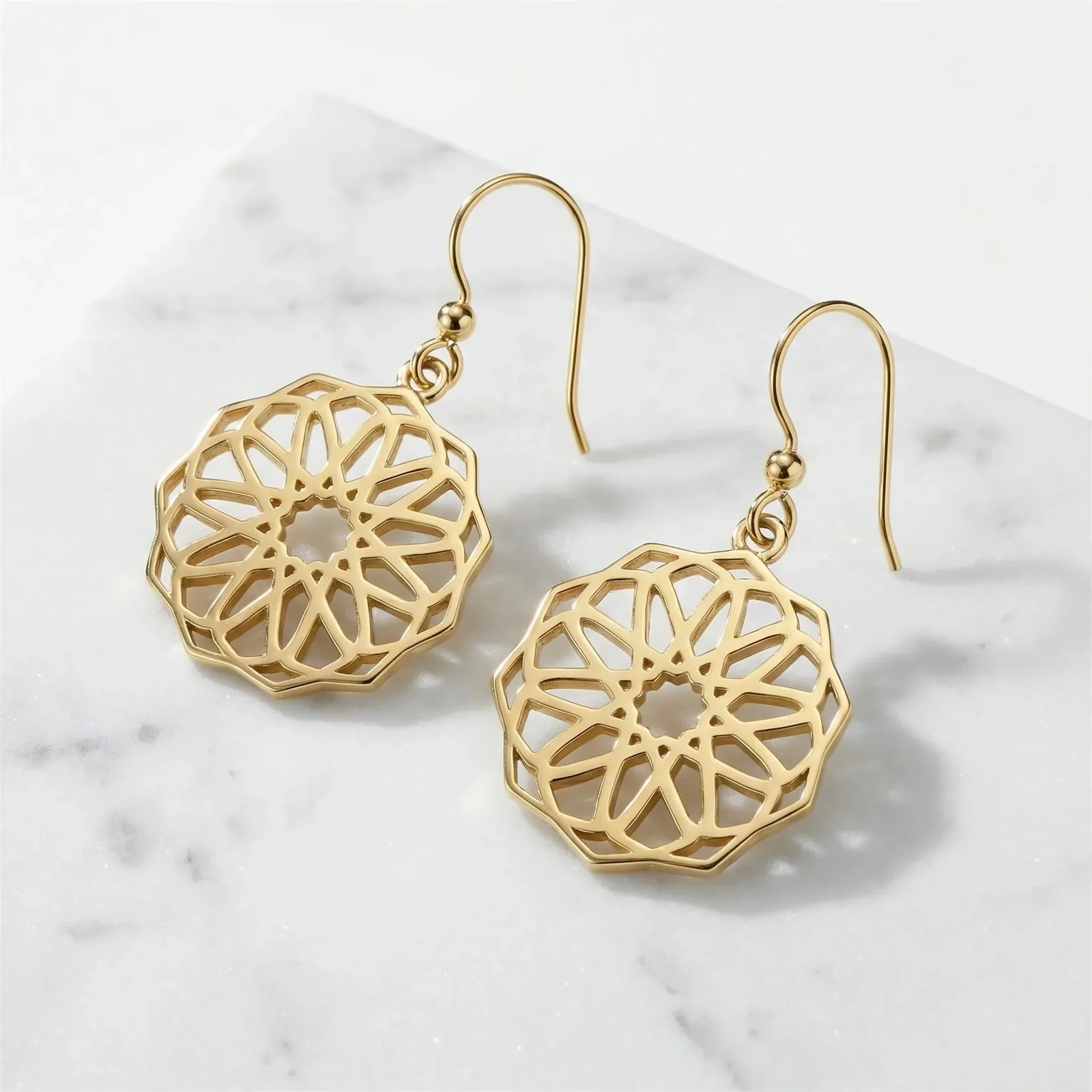 Setareh Earrings | Openwork Gold Star Drop Earrings
