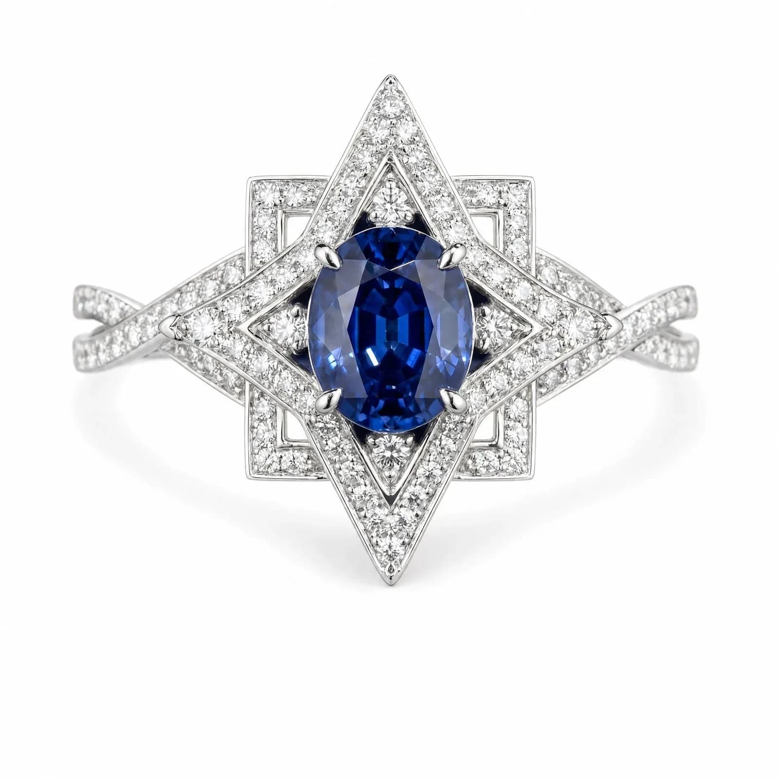 Kohestar Engagement Ring | Sapphire Shamseh Star Setting