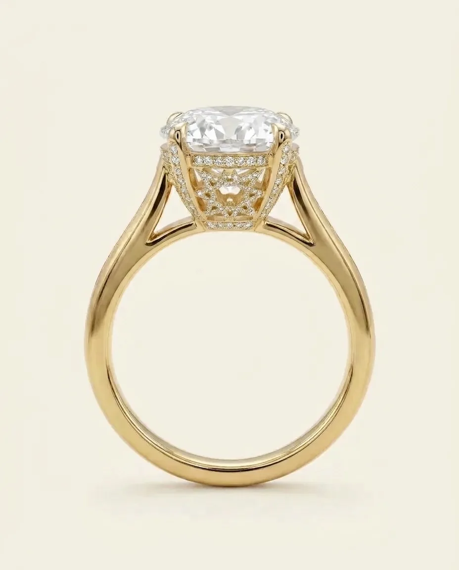 Setareh Noor Engagement Ring | Pave Girih Dome Solitaire