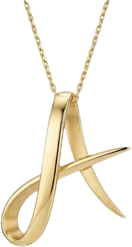 The Emza Letter Pendant, the collection’s photographed hero piece, shown at monument scale.