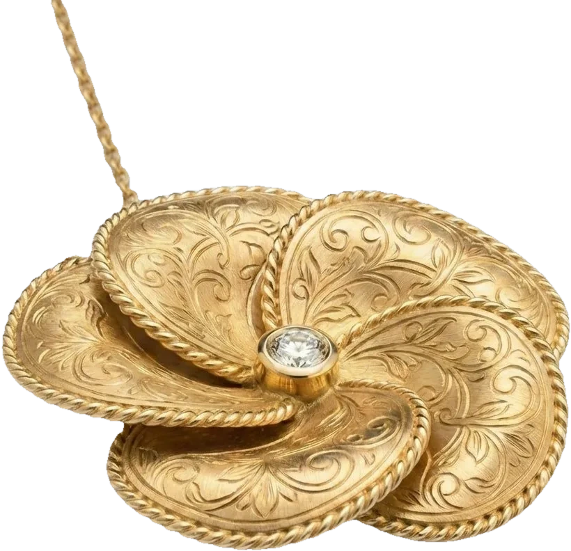 The Golestan Rose Pendant, the collection’s photographed hero piece, shown at monument scale.