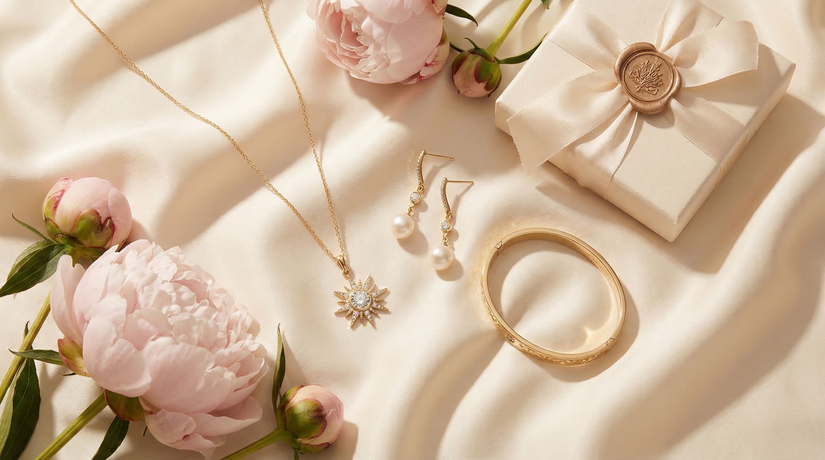Fine jewellery gift guide for Mother's Day - gold necklace and earrings