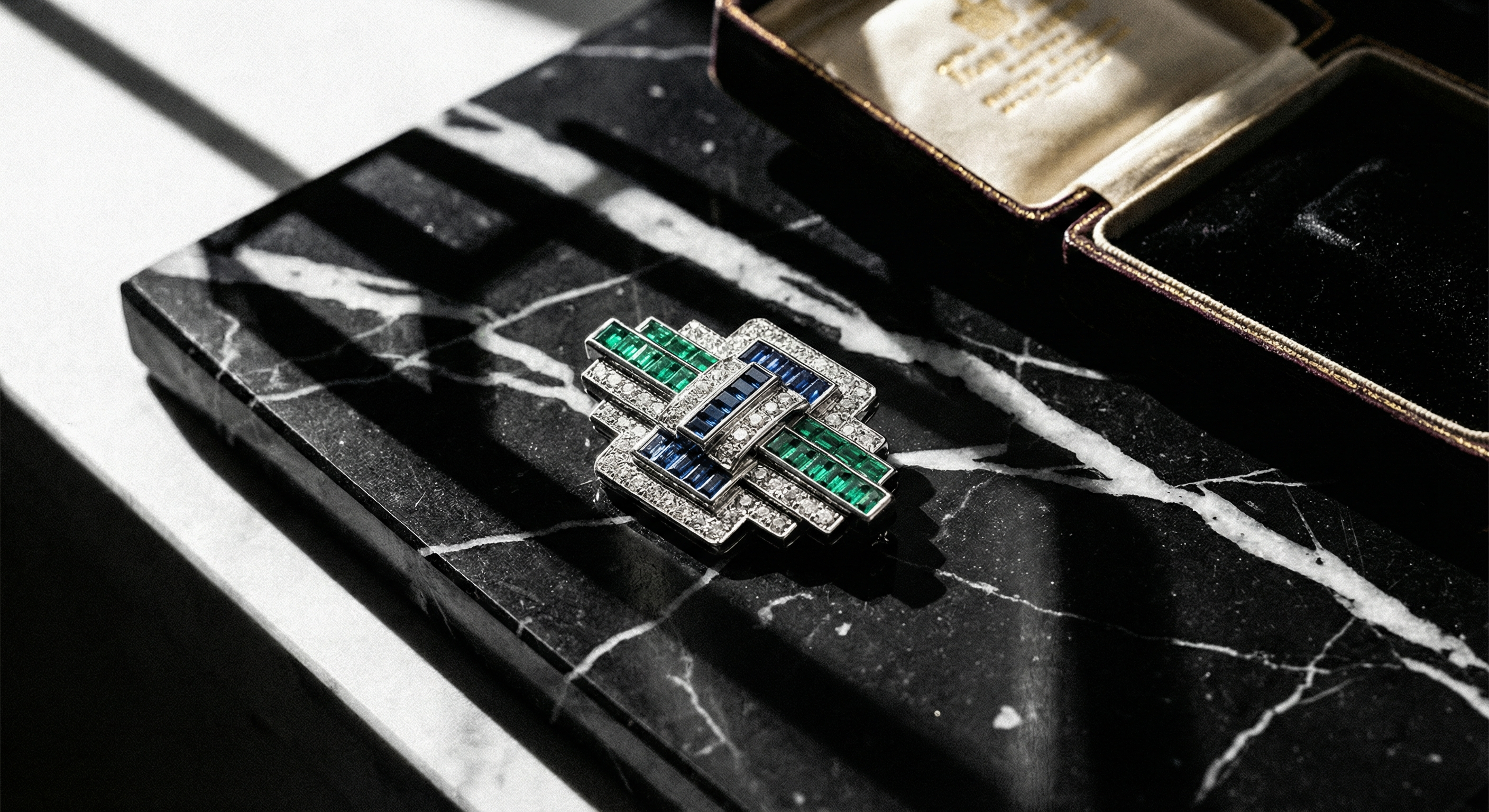 Art Deco jewellery with geometric platinum and diamond design