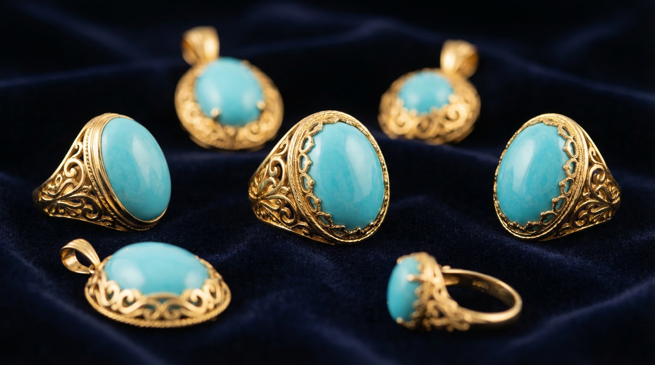 Persian turquoise jewellery collection in 18ct yellow gold