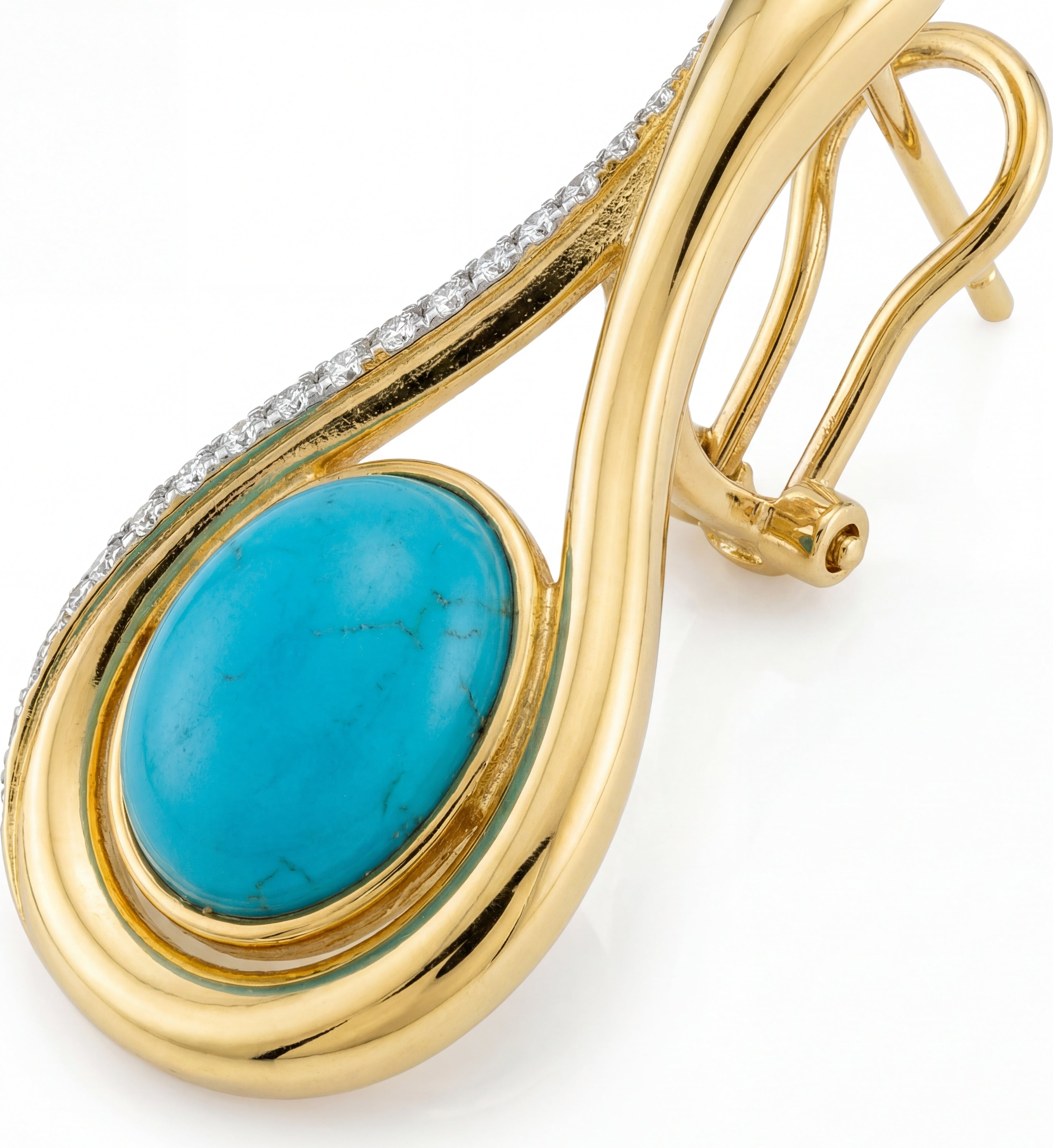 Firouzeh Turquoise Drop Earrings macro detail showing turquoise texture