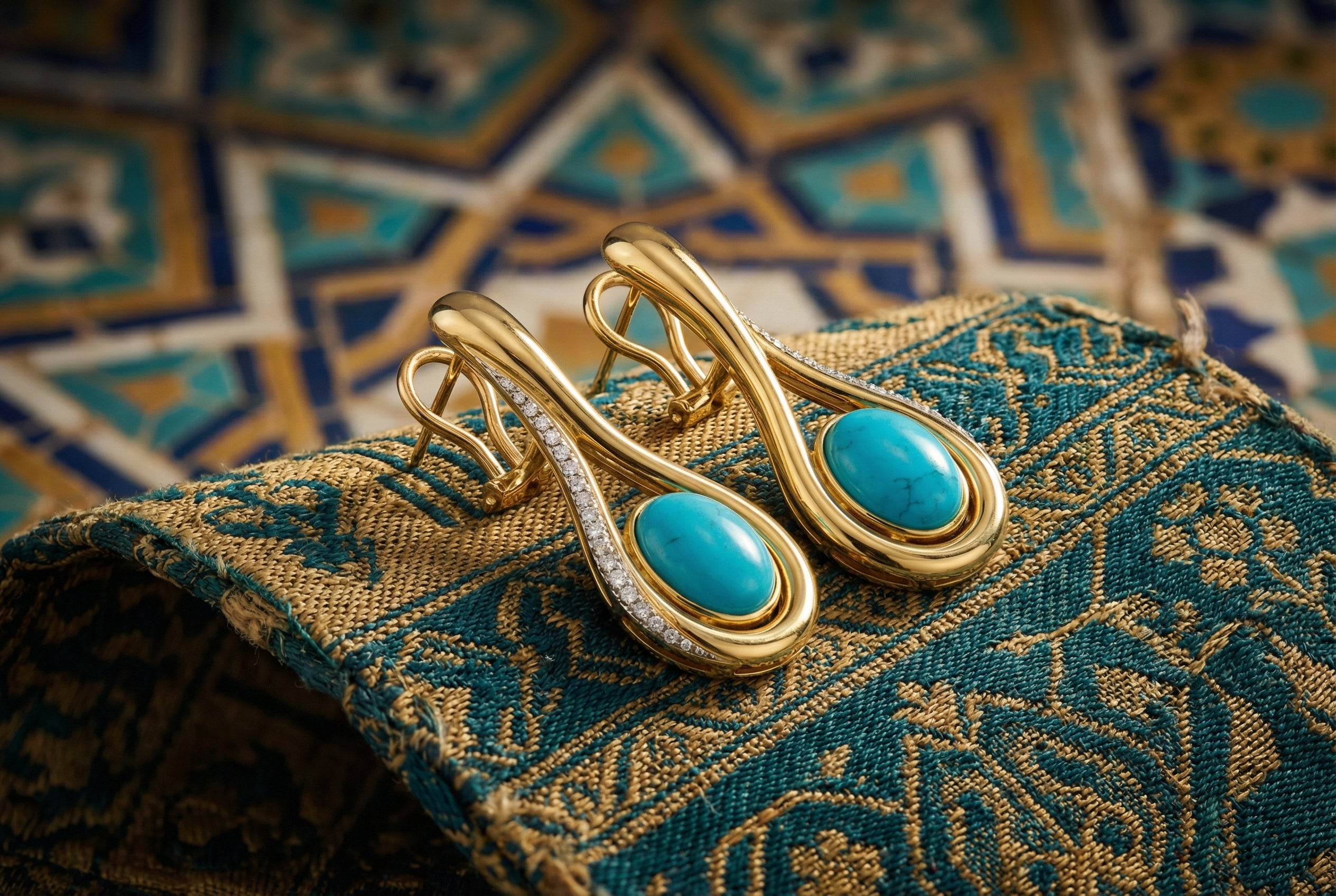 Firouzeh Turquoise Drop Earrings heritage context with Persian elements