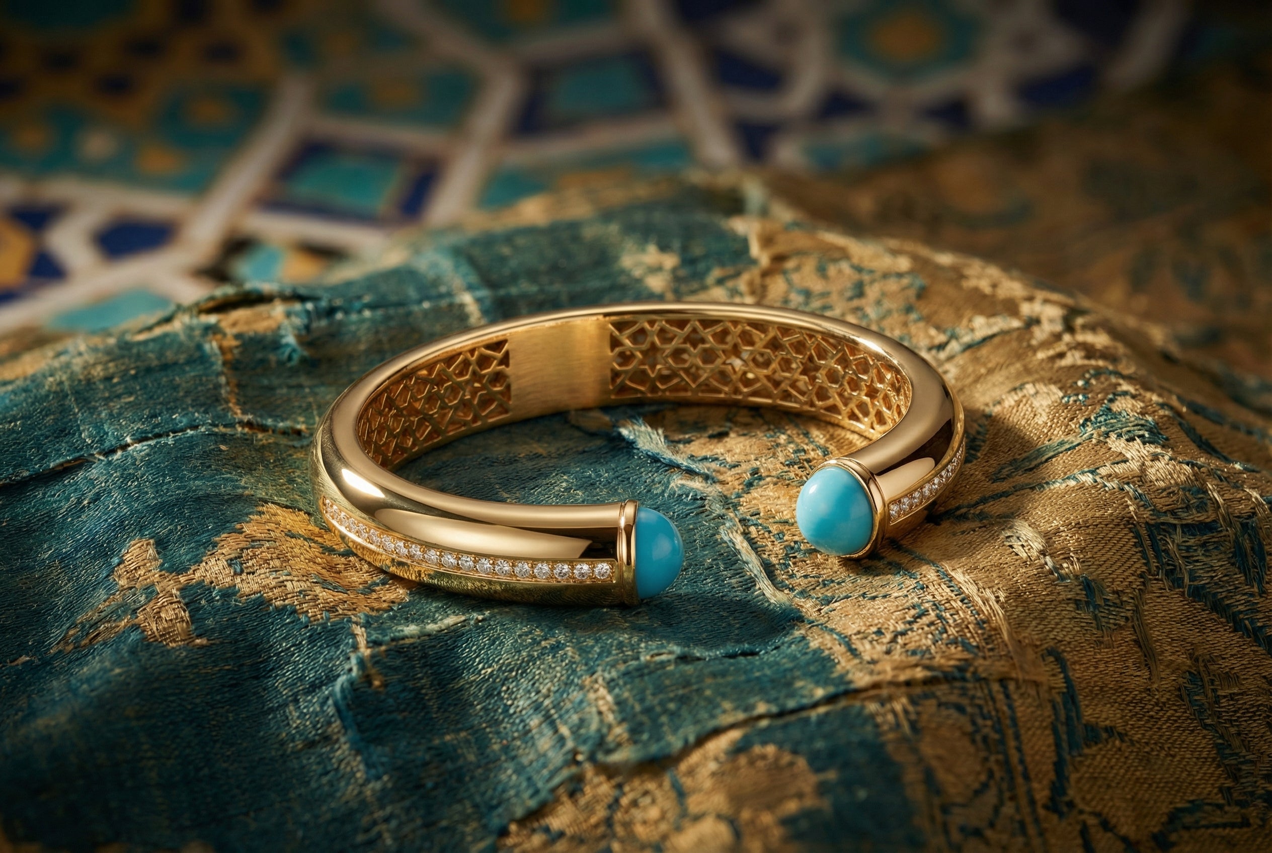 Firouzeh Turquoise Cuff Bracelet heritage context with Persian elements