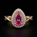 Chinar Engagement Ring - Pear-Cut Pink Sapphire with Diamond Halo in Yellow Gold
