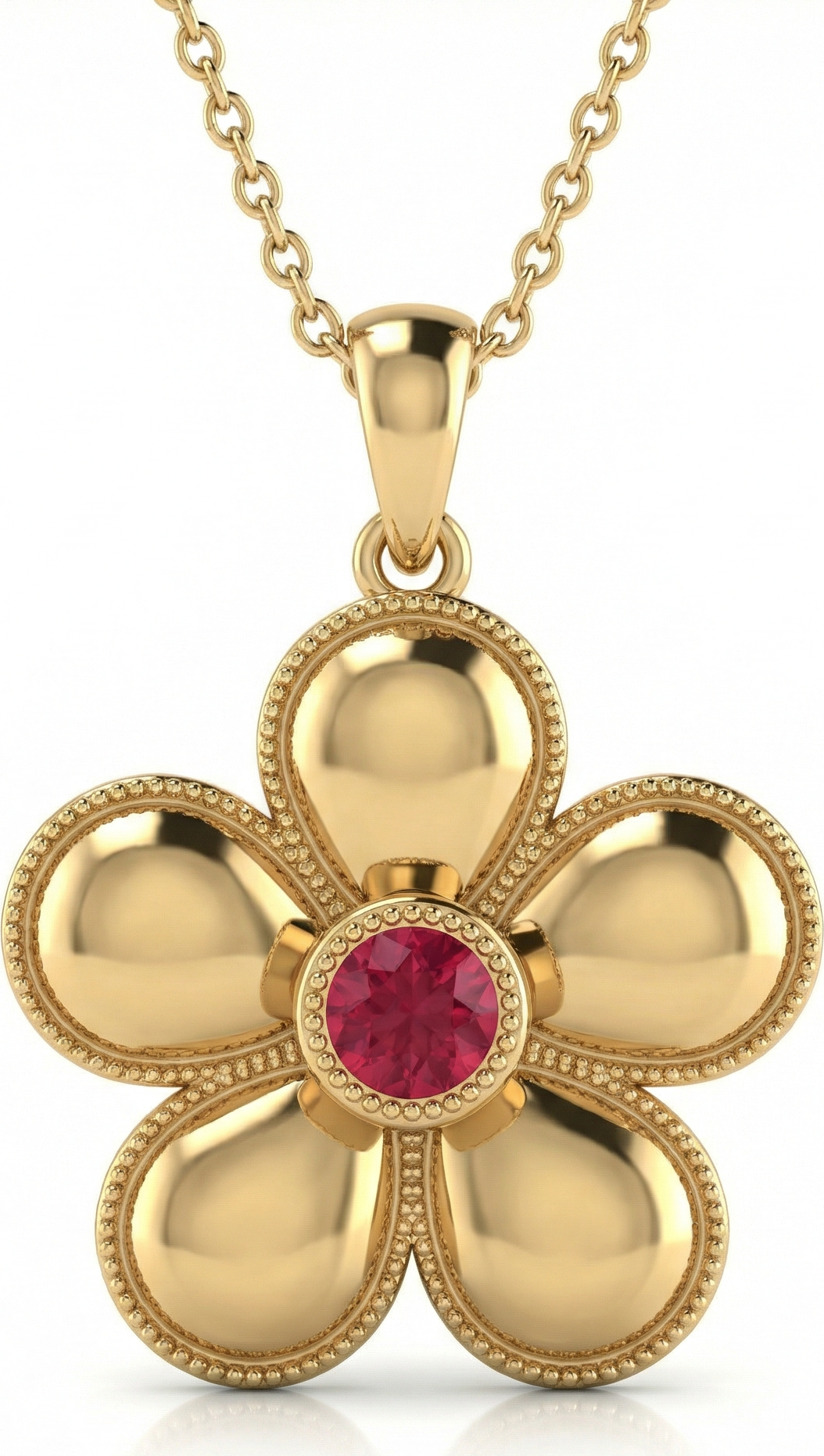 Gol-e Sorkh Pendant - Ruby Rose Flower Necklace by Silux London