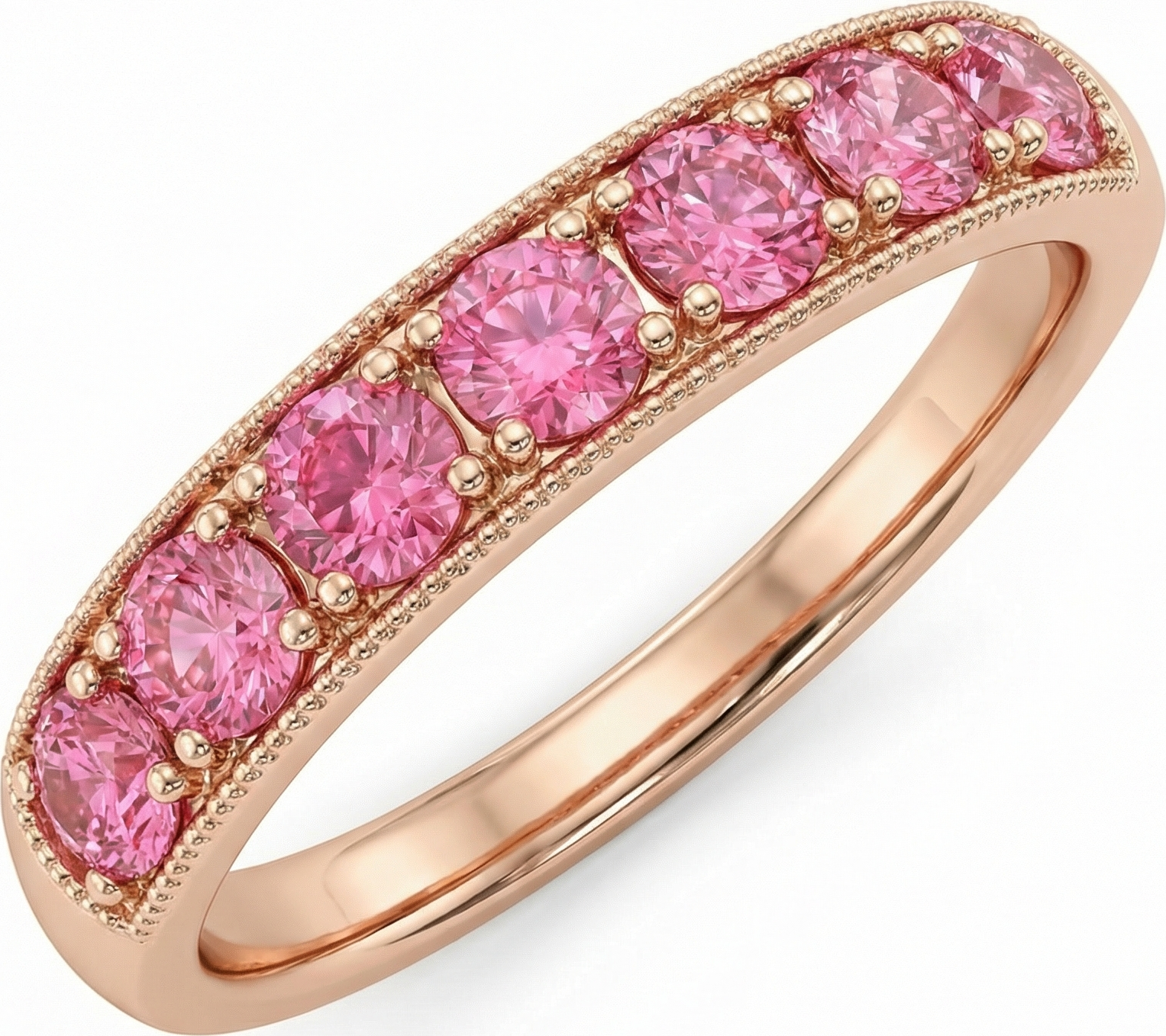 Gohardaneh Band - Pink Sapphire Half-Eternity Wedding Band by Silux London