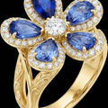 Persian Flower Ring 18ct White Gold Blue Sapphire - Silux London Golestan Collection