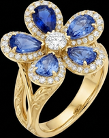Persian Flower Ring 18ct White Gold Blue Sapphire - Silux London Golestan Collection
