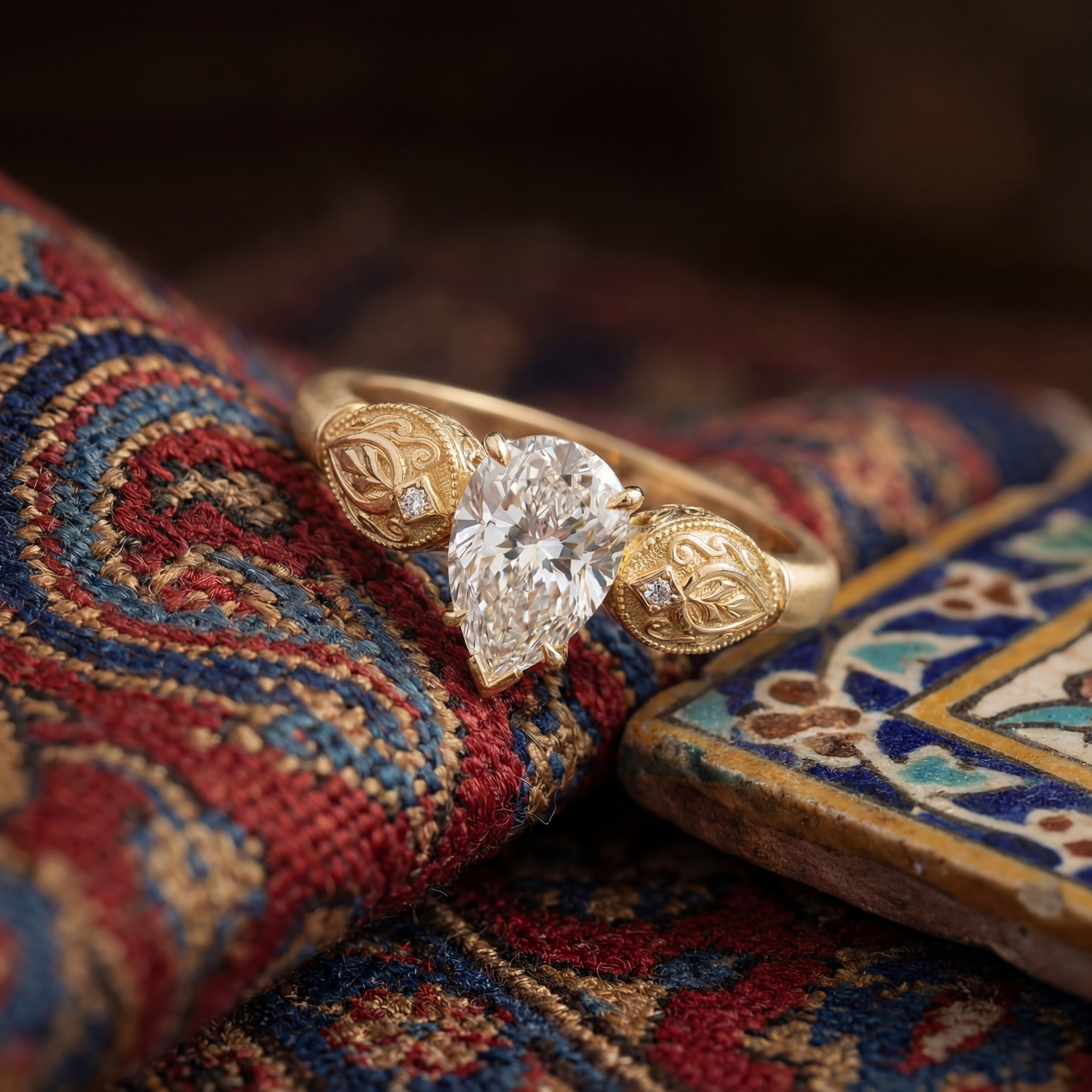 Sepideh engagement ring - Persian boteh paisley heritage and cultural context