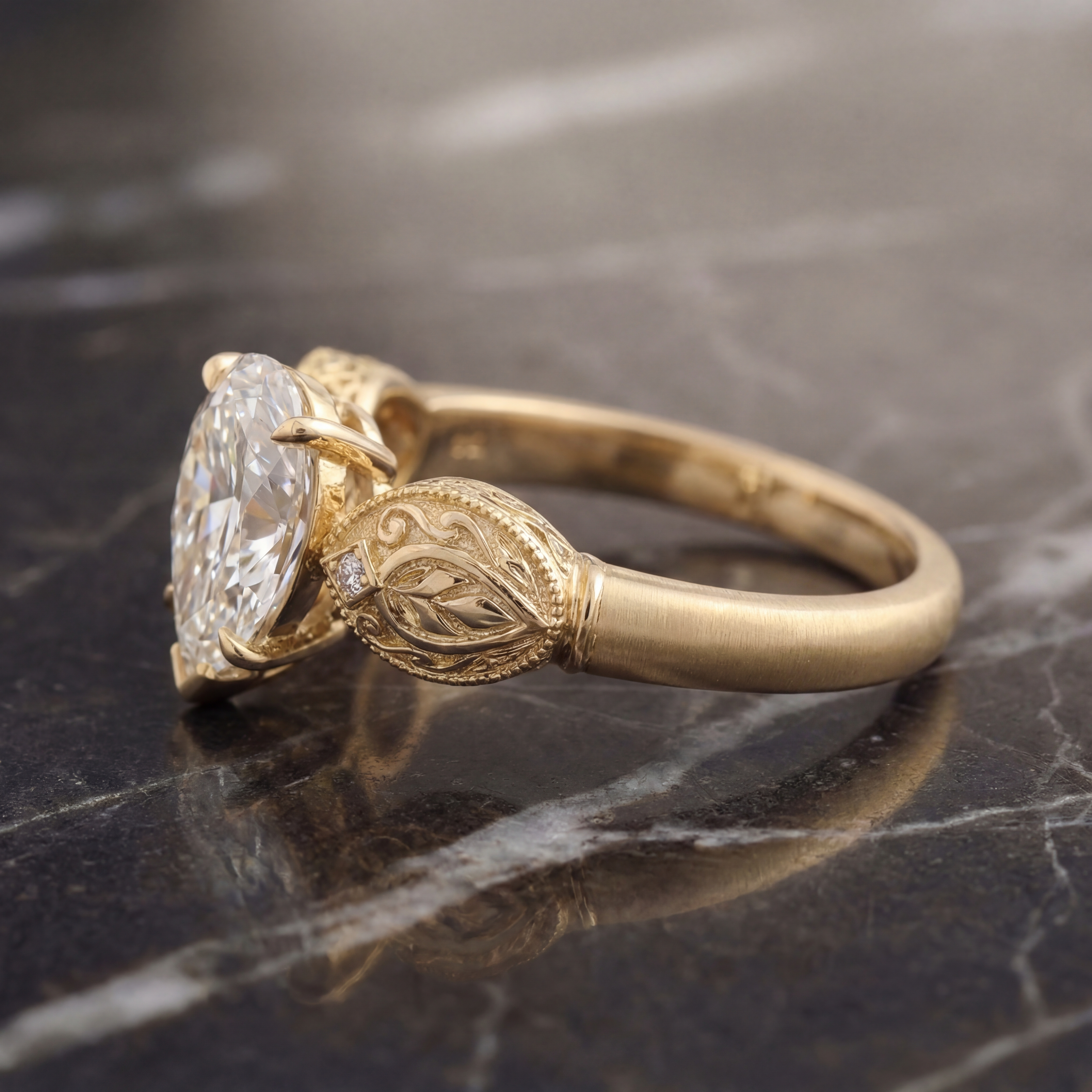 Sepideh engagement ring - side profile view