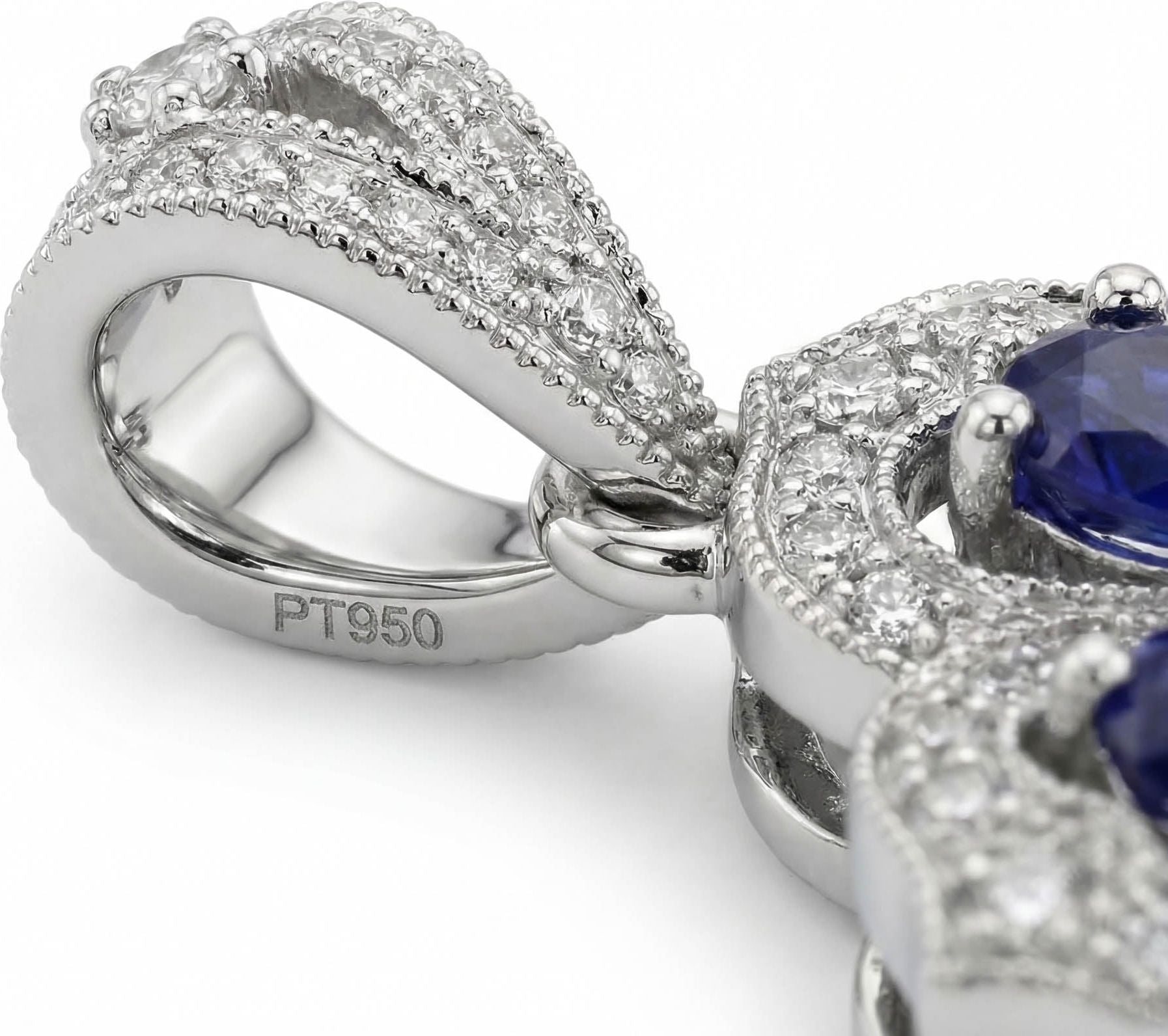 Gol-e Sefid pendant back detail showing platinum craftsmanship