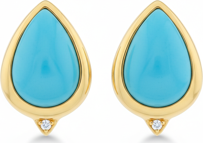 Firouzeh Turquoise Stud Earrings hero shot, detailed front view