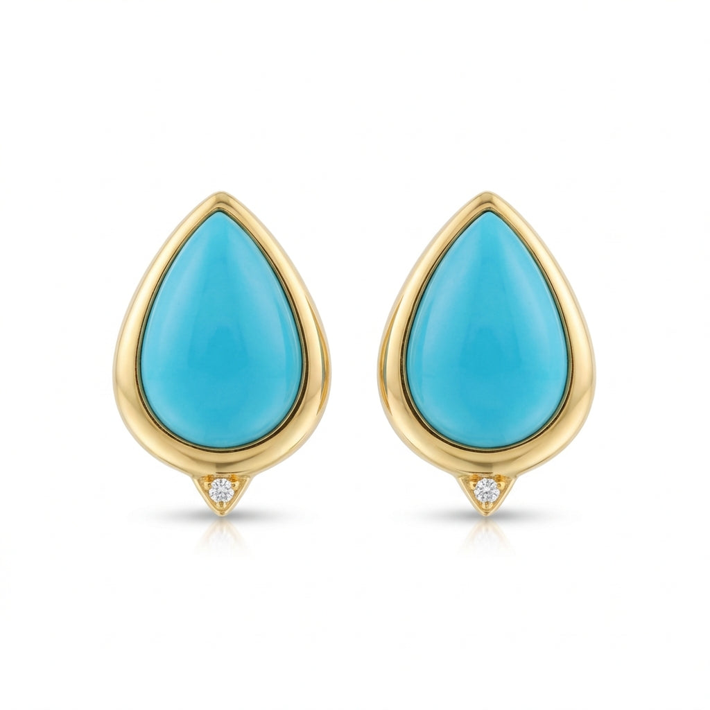 Firouzeh Turquoise Stud Earrings on white background, catalogue view