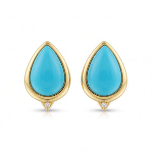 Firouzeh Turquoise Stud Earrings on white background, catalogue view