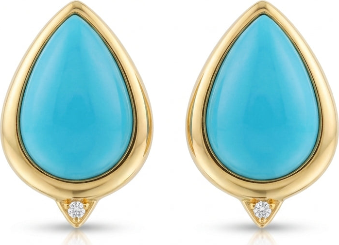 Firouzeh Turquoise Stud Earrings on white background, catalogue view