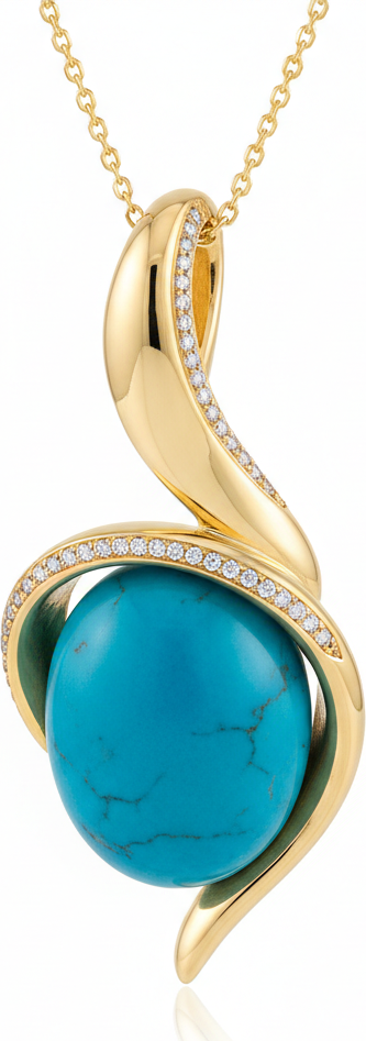 Firouzeh Turquoise Pendant hero shot, detailed front view