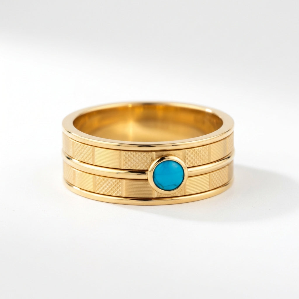 Firouzeh Turquoise Stacking Ring on white background, catalogue view