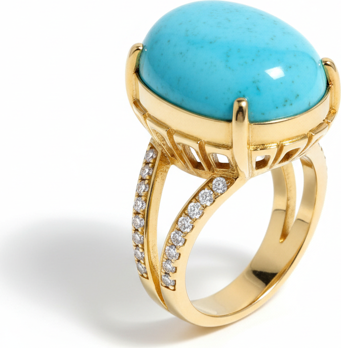 Firouzeh Turquoise Statement Ring hero shot, detailed front view