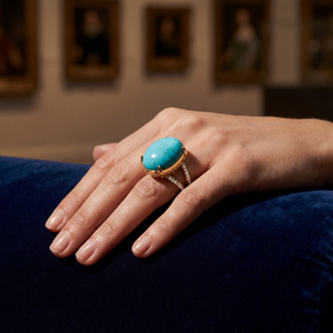 Firouzeh Turquoise Statement Ring in dramatic studio lighting