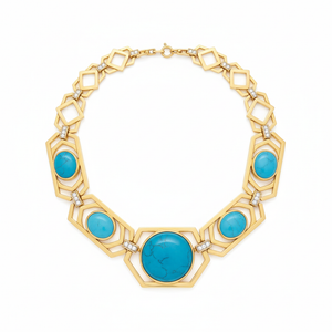 Firouzeh Turquoise Collar Necklace hero shot, detailed front view